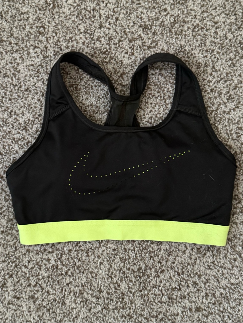 Nike Black Sports Bra with Neon Yellow Band